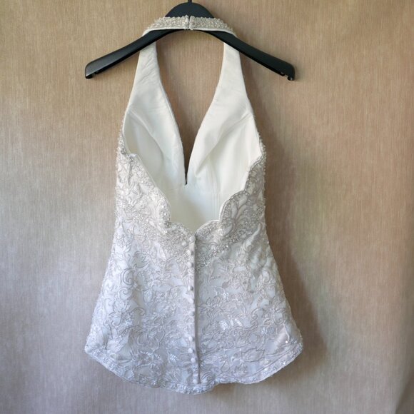 💍 Allure Bridals Beaded Halter Bridal Top Separates | Wedding Gown Top | Size 4 - Picture 5 of 9